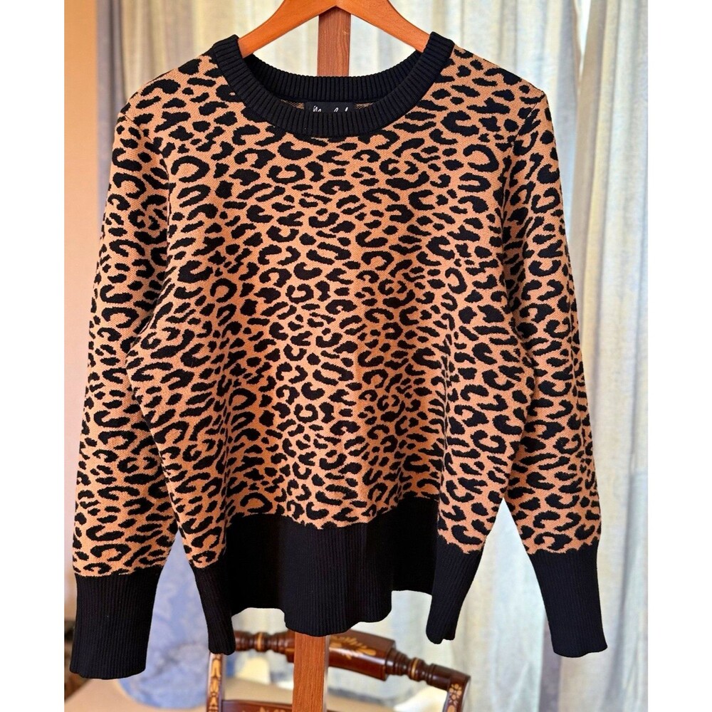Marled reunited Women’s 2X Leopard Print Knit sweater long sleeve glam classic